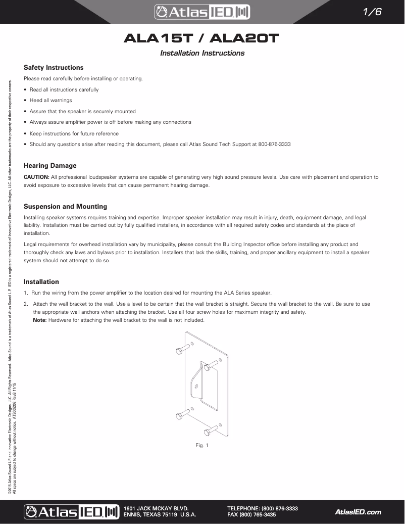 Imagen de la primera página del manual del dispositivo ALA15T