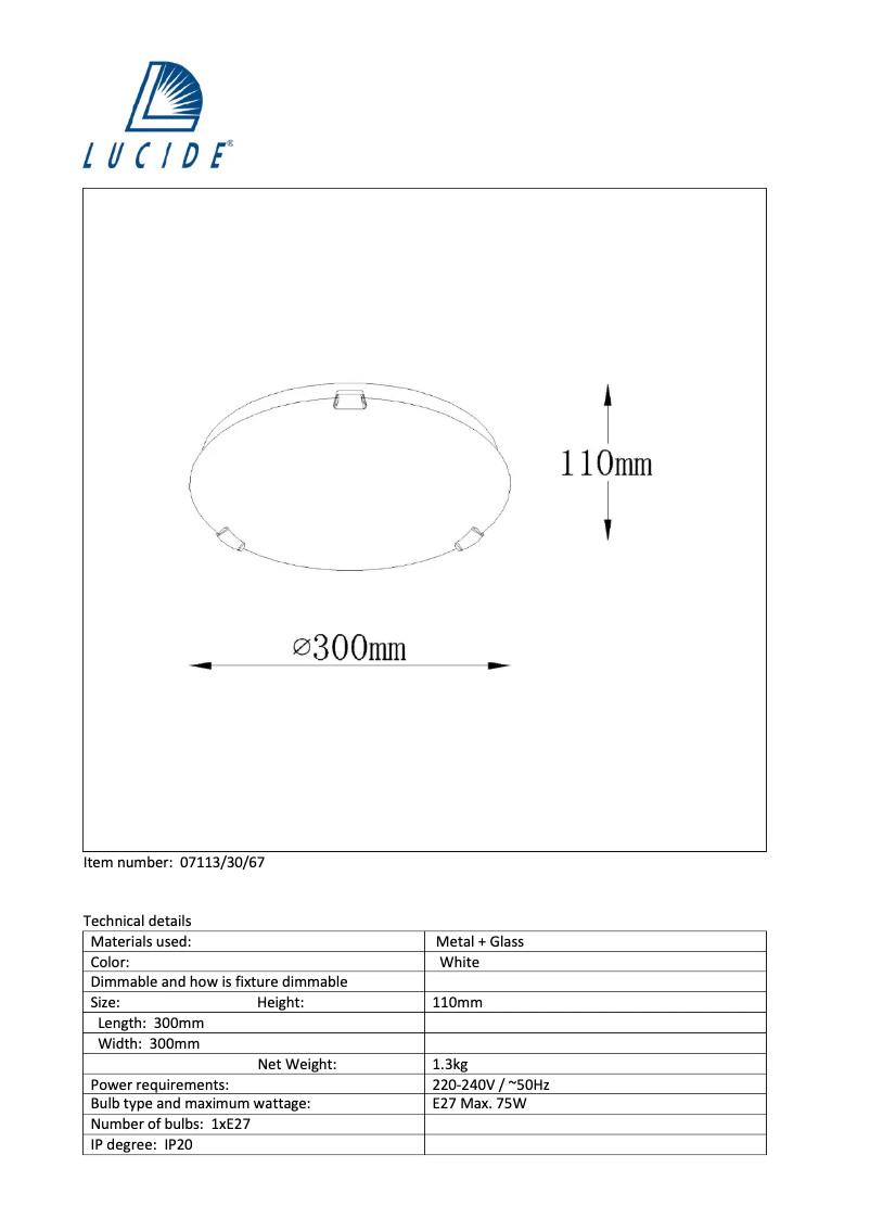 Imagen de la primera página del manual del dispositivo Albastro 07113/30/67