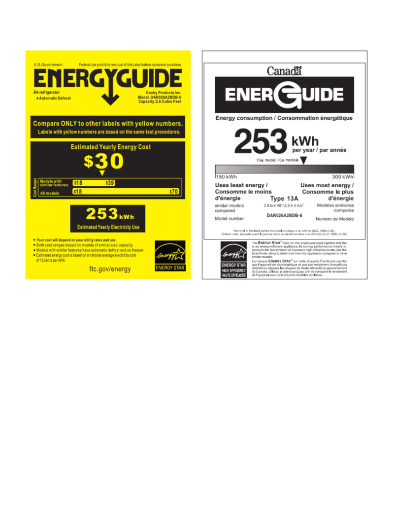 Página 1 del manual Etiqueta energética Danby DAR026A2BDB-6