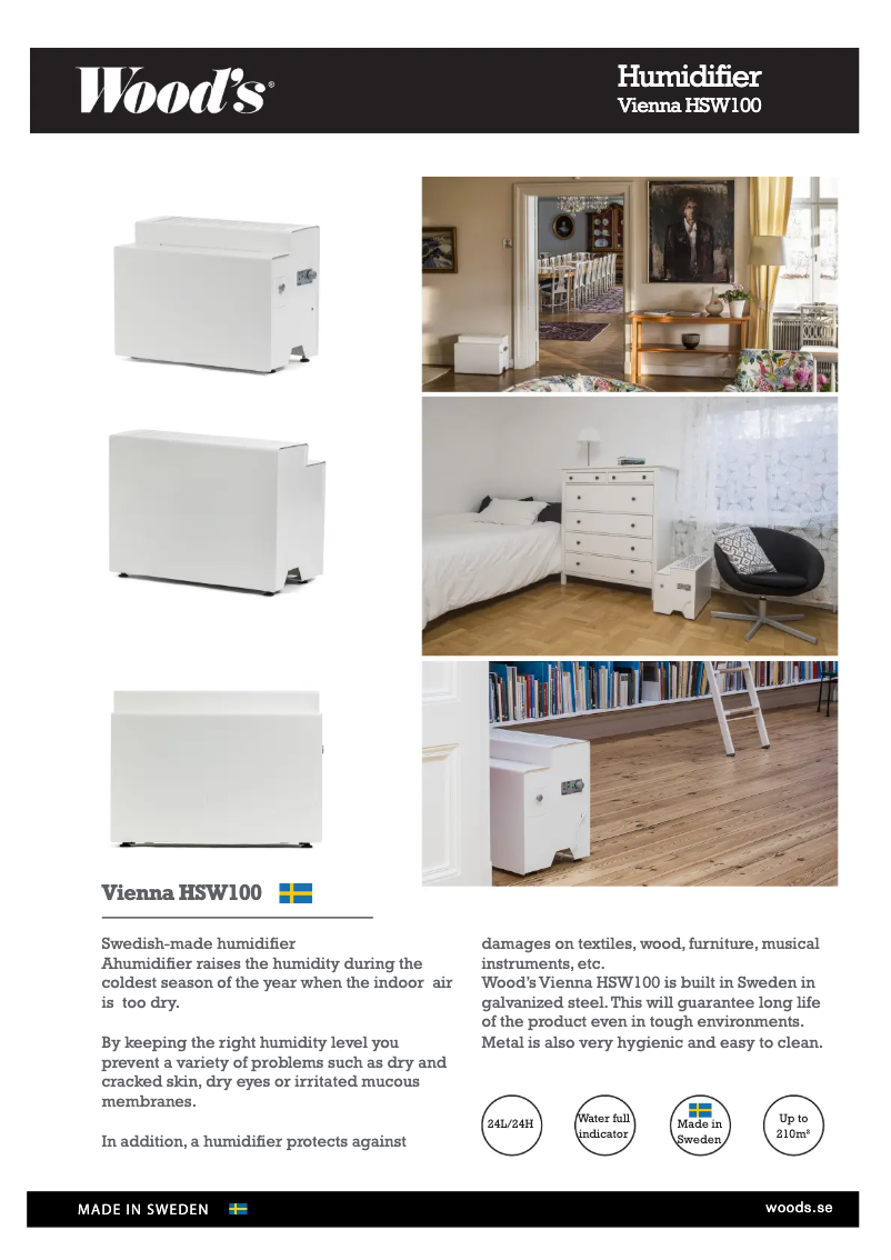 Página 1 del manual Ficha técnica Wood's HSW100