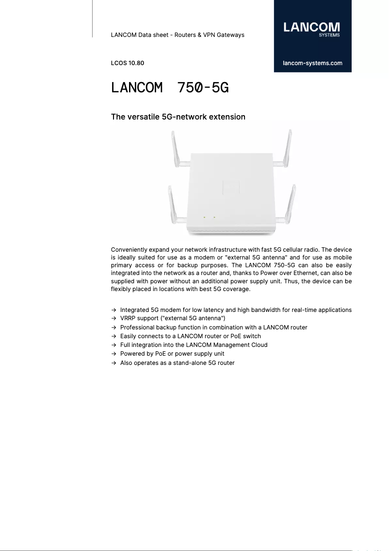 Imagen de la primera página del manual del dispositivo 750-5G