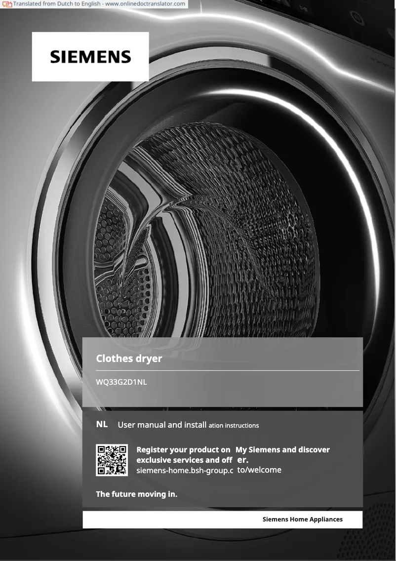 Página 1 del manual Manual de usuario Siemens WQ33G2D1NL