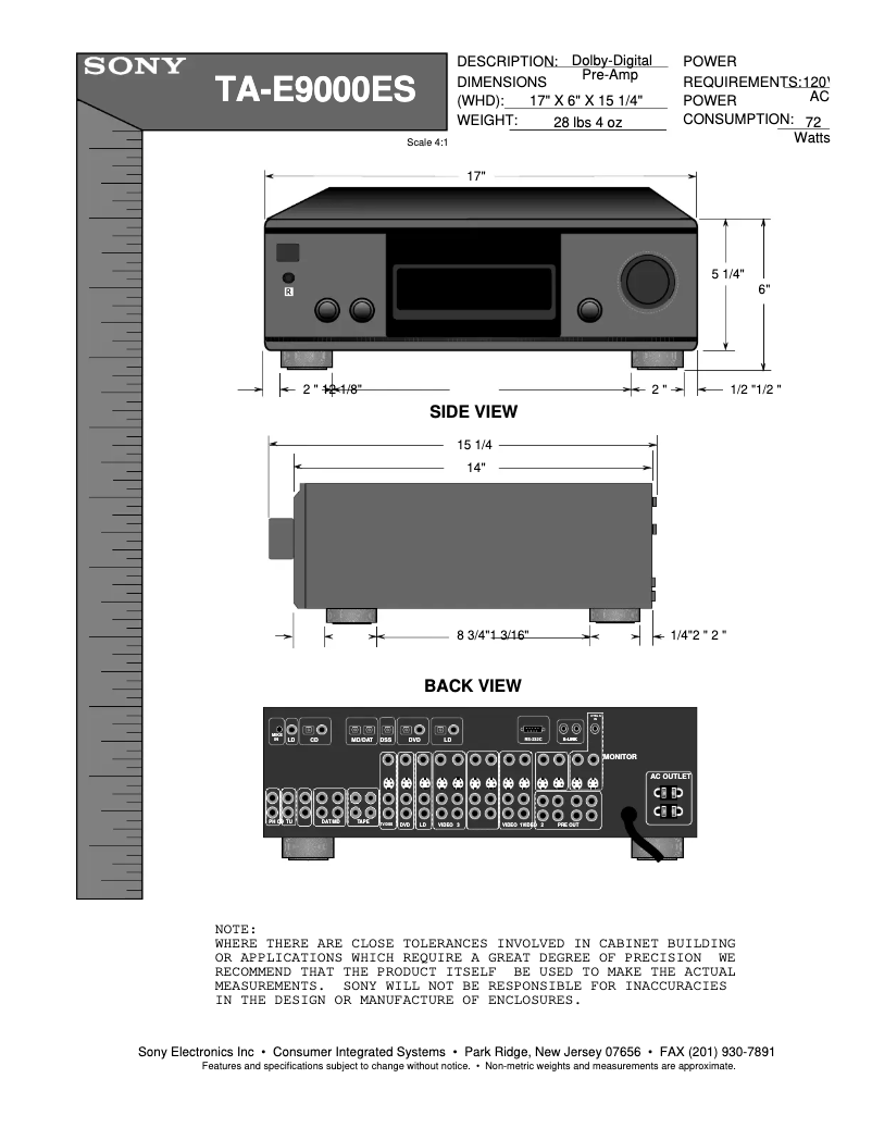 Imagen de la primera página del manual del dispositivo TA-E9000ES