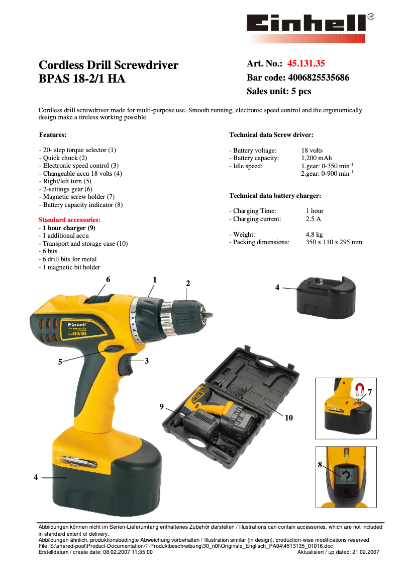 Página 1 del manual Manual de usuario Bavaria by Einhell BPAS 18-2/1 HA