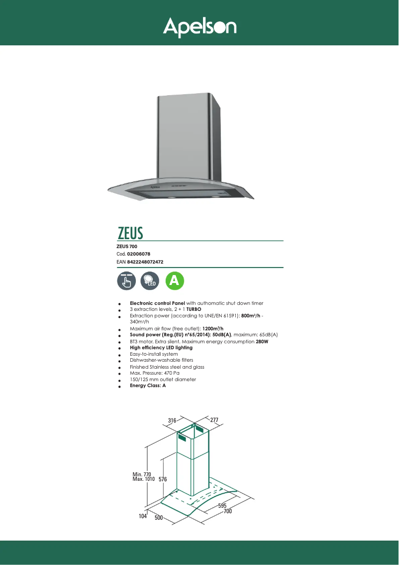 Página 1 del manual Manual de usuario Apelson ZEUS