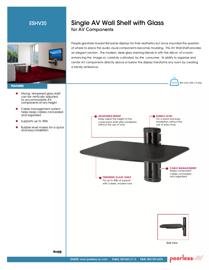 Página 1 del manual Manual de usuario Peerless-AV ESHV20