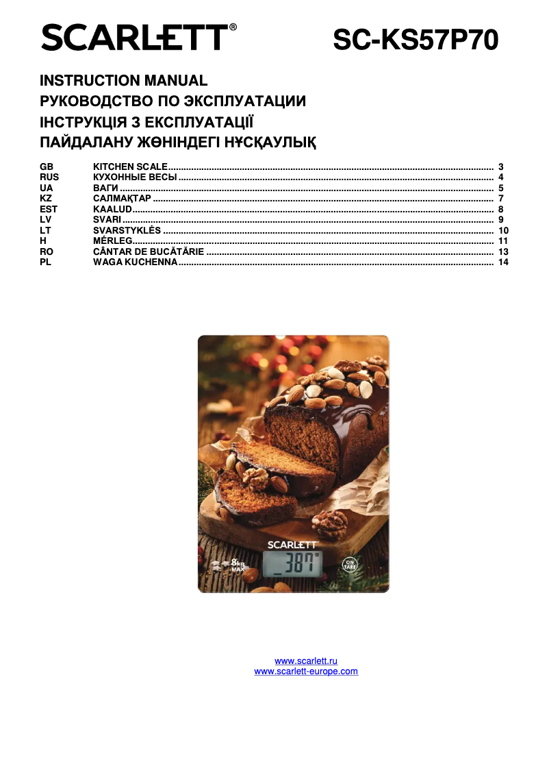 Página 1 del manual Manual de usuario Scarlett SC-KS57P70