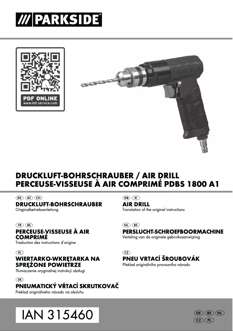 Página 1 del manual Manual de usuario Parkside PDBS 1800 A1