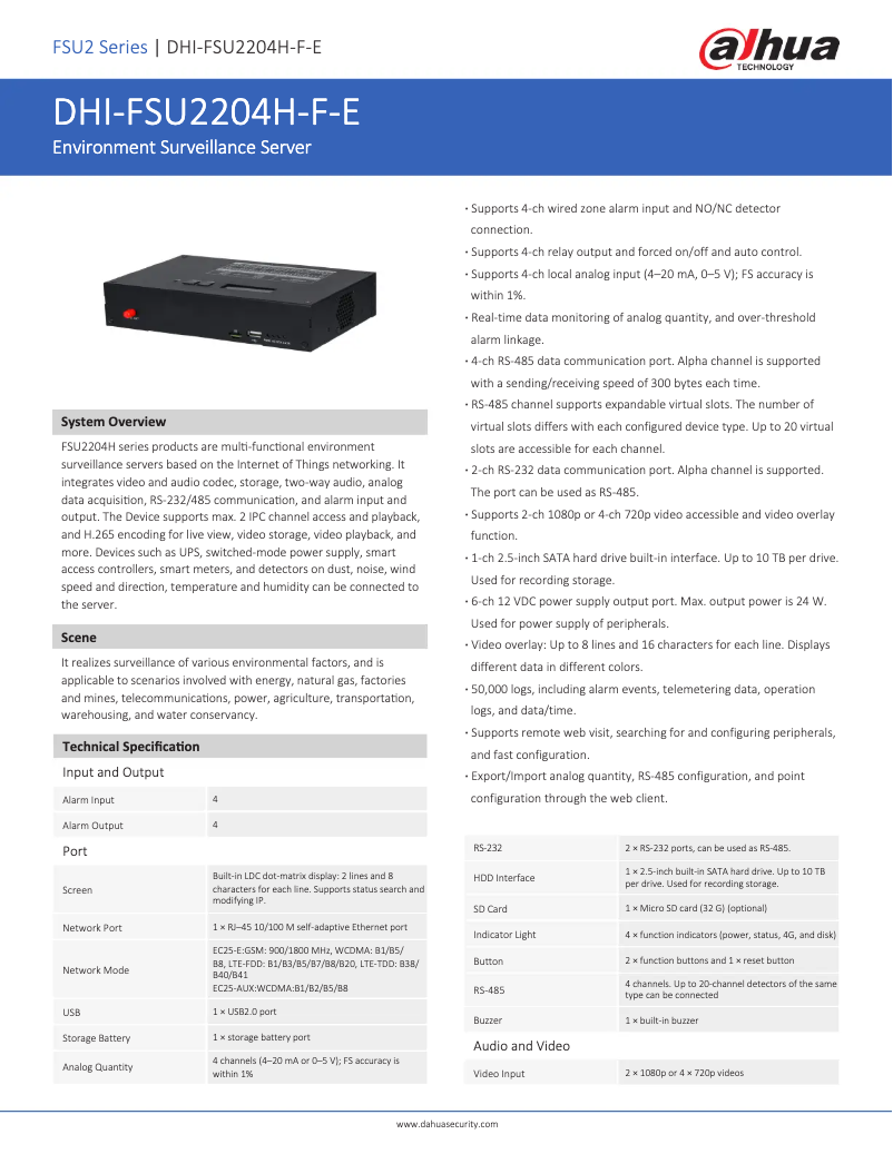 Página nº 1 - Ficha técnica Dahua Technology FSU2204H-F