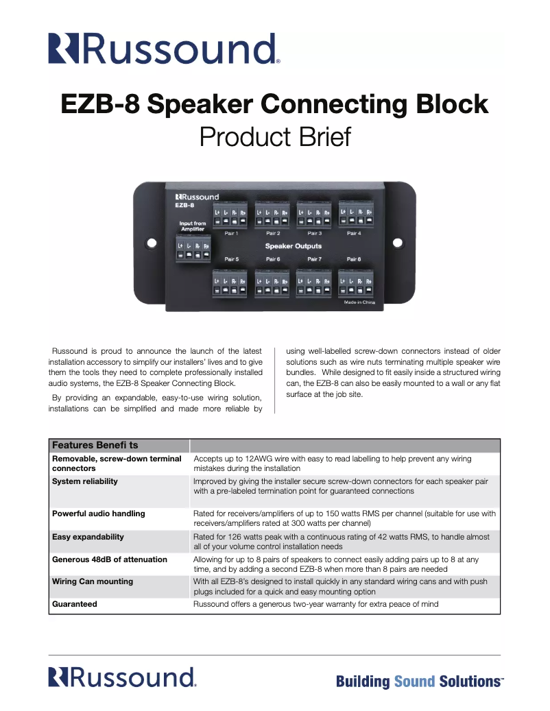 Imagen de la primera página del manual del dispositivo EZB-8