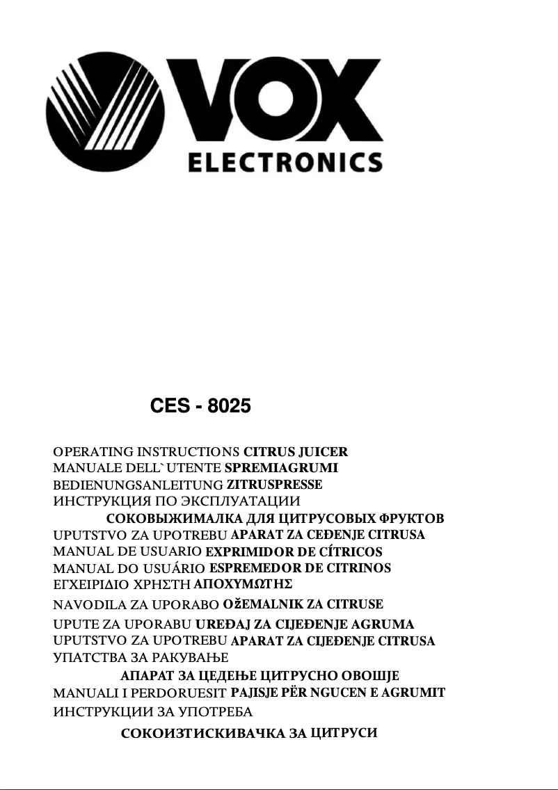 Imagen de la primera página del manual del dispositivo CES8025