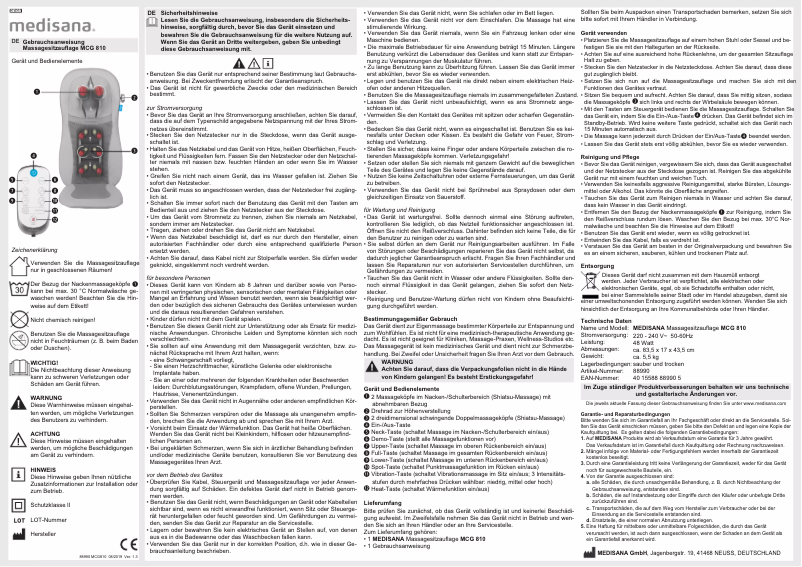 Página nº 1 - Manual de usuario Medisana MCG 810