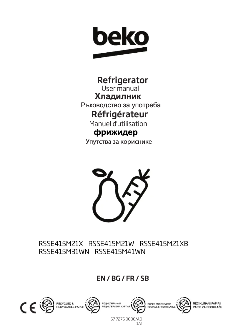 Página 1 del manual Manual de usuario Beko RSSE415M41WN
