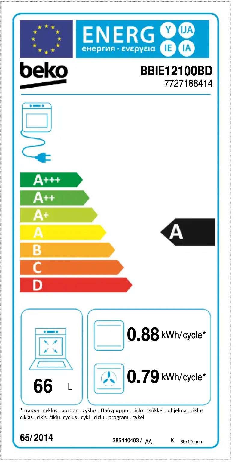 Página 1 del manual Etiqueta energética Beko BBIE12100BD