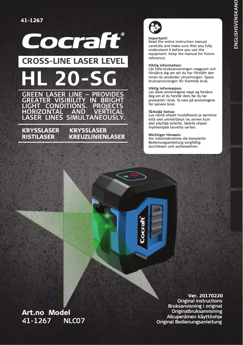 Página 1 del manual Manual de usuario Cocraft HL 20-SG