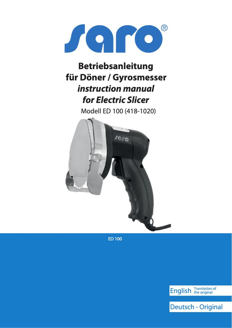 Imagen de la primera página del manual del dispositivo ED 100