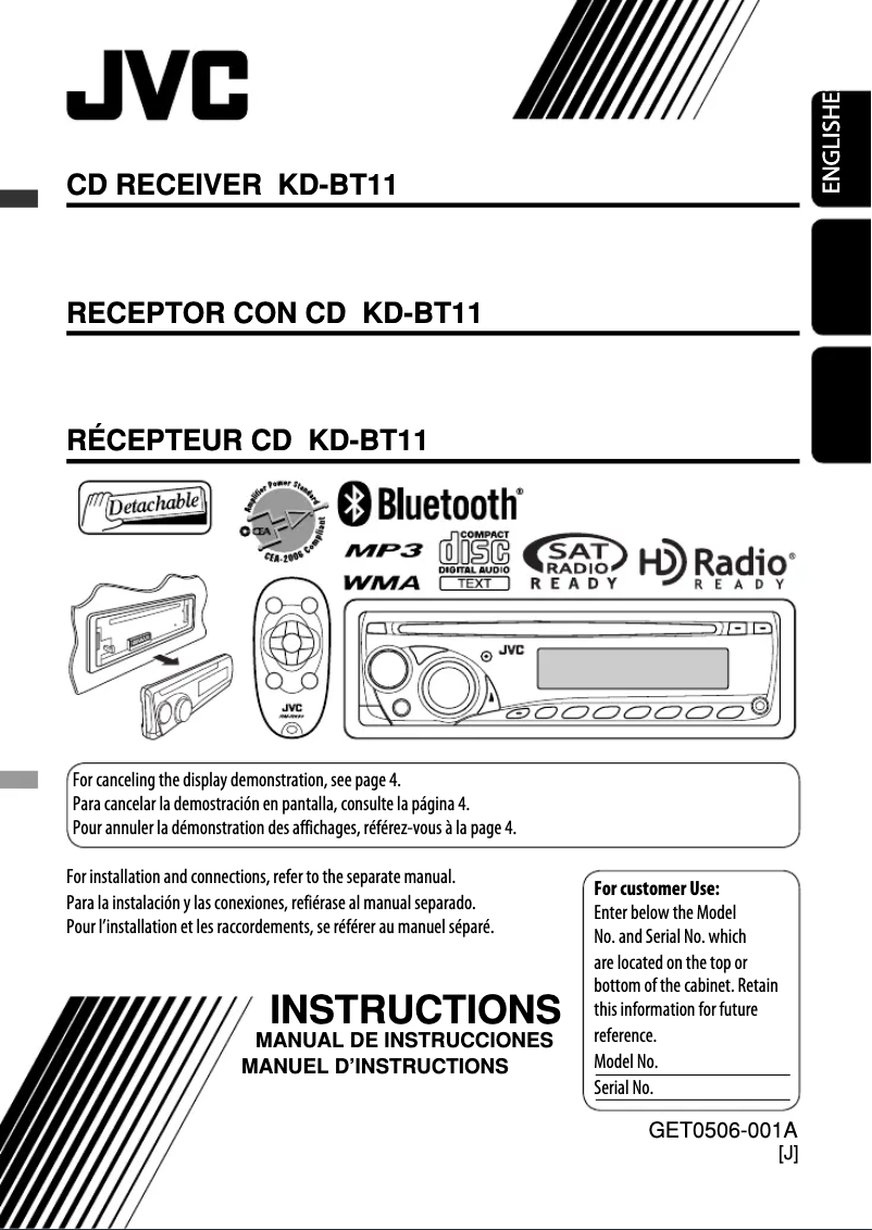Página 1 del manual Manual de usuario JVC KD-BT11EE