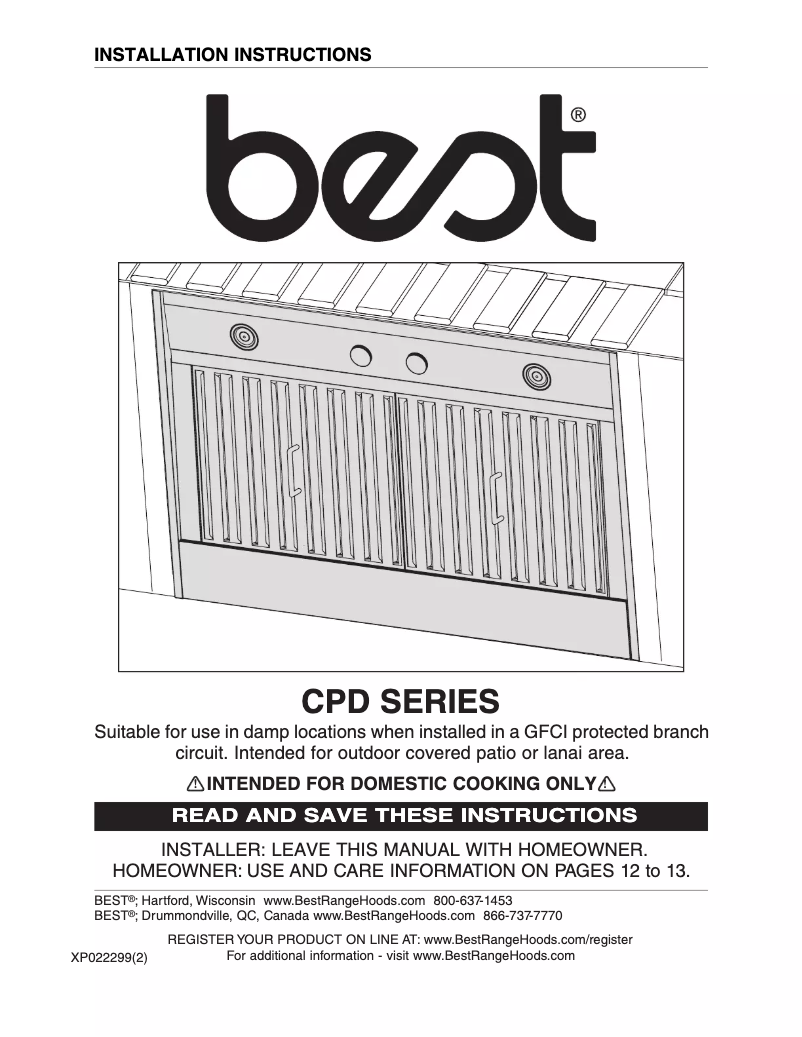 Página 1 del manual Guía de instalación Best CPDI602SB