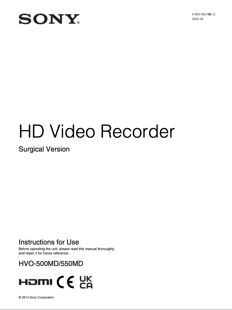 Imagen de la primera página del manual del dispositivo HVO-500MD