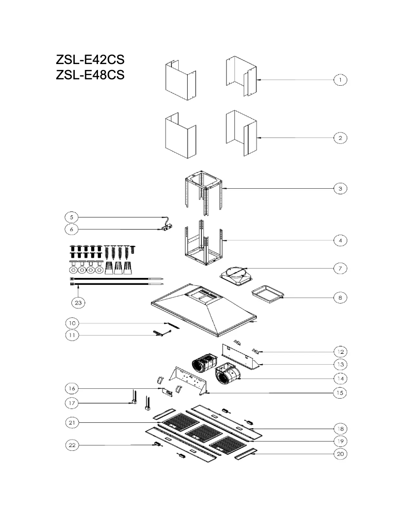 Página 1 del manual Diagrama de cableado Zephyr ZSLE48CS