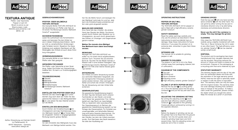 Imagen de la primera página del manual del dispositivo Textura Anntique