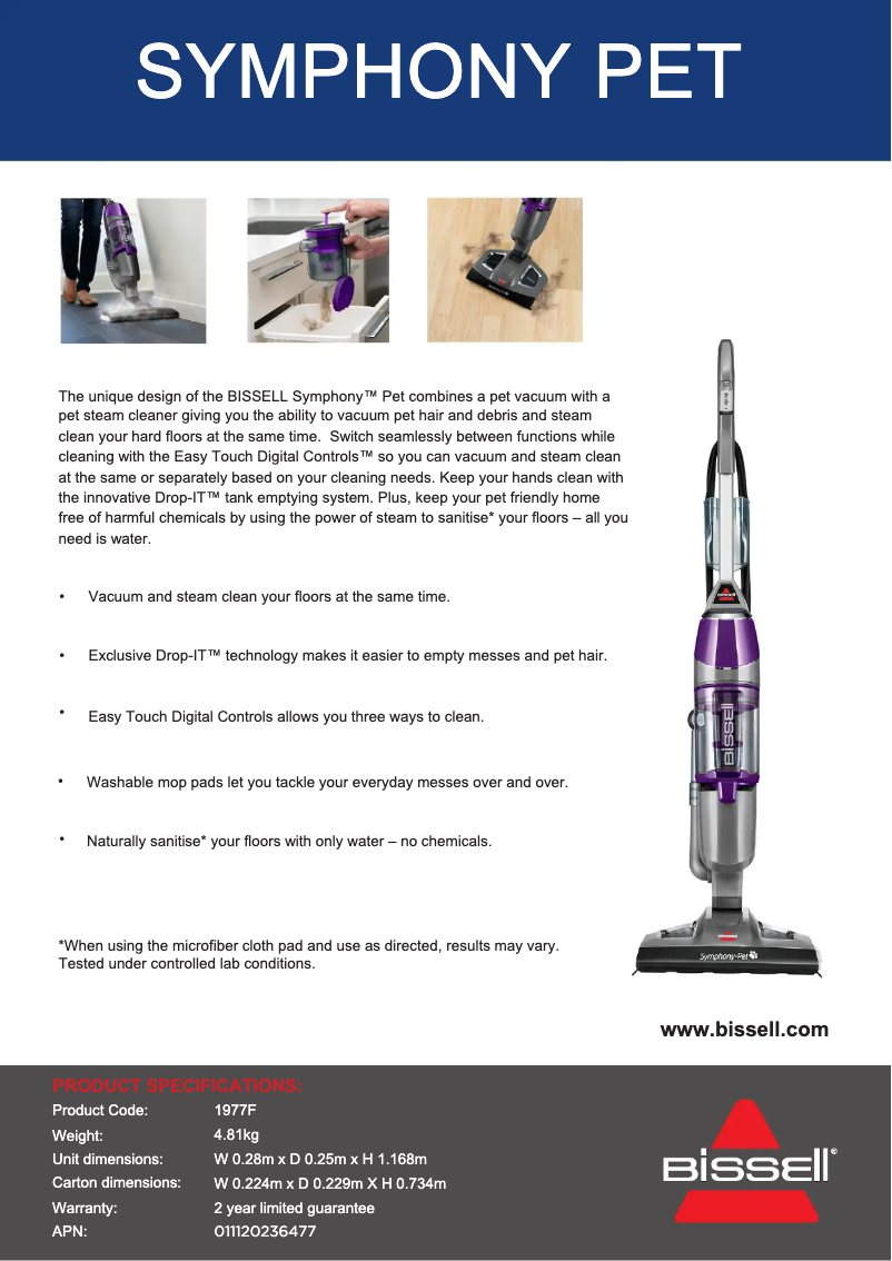 Imagen de la primera página del manual del dispositivo Vac & Steam 1977F