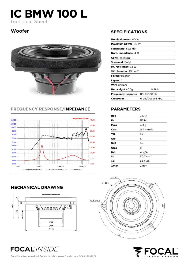 Imagen de la primera página del manual del dispositivo IC BMW 100L