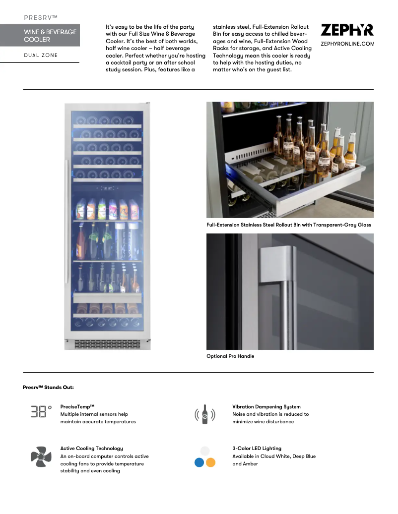 Página 1 del manual Ficha técnica Zephyr Presrv PRWB24F02AG