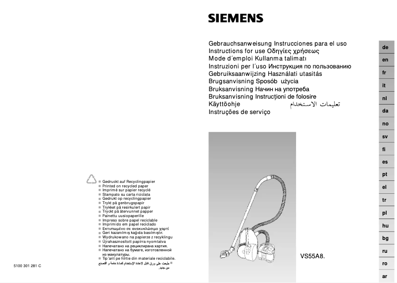 Página 1 del manual Manual de usuario Siemens VS55A80