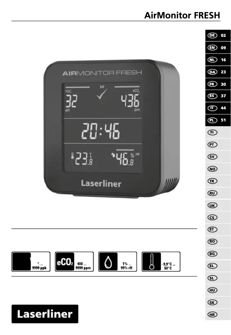 Página 1 del manual Manual de usuario Laserliner AirMonitor FRESH