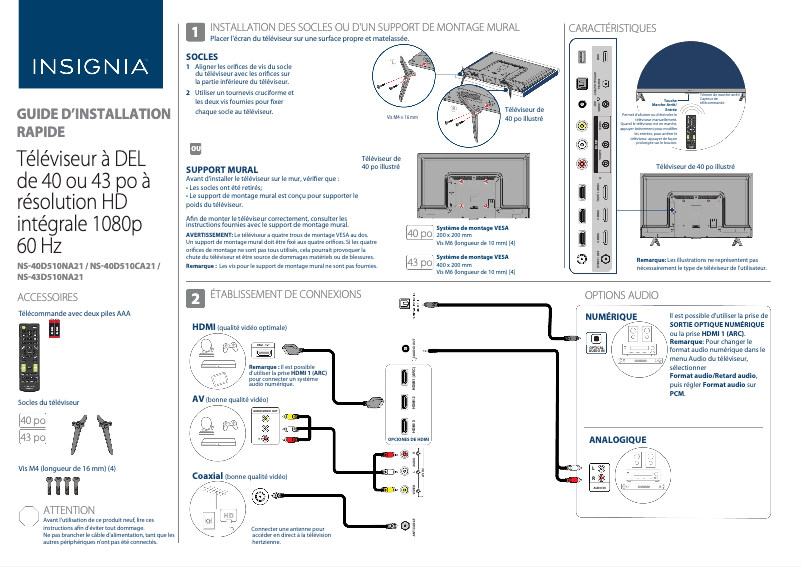 Imagen de la primera página del manual del dispositivo NS-40D510NA21