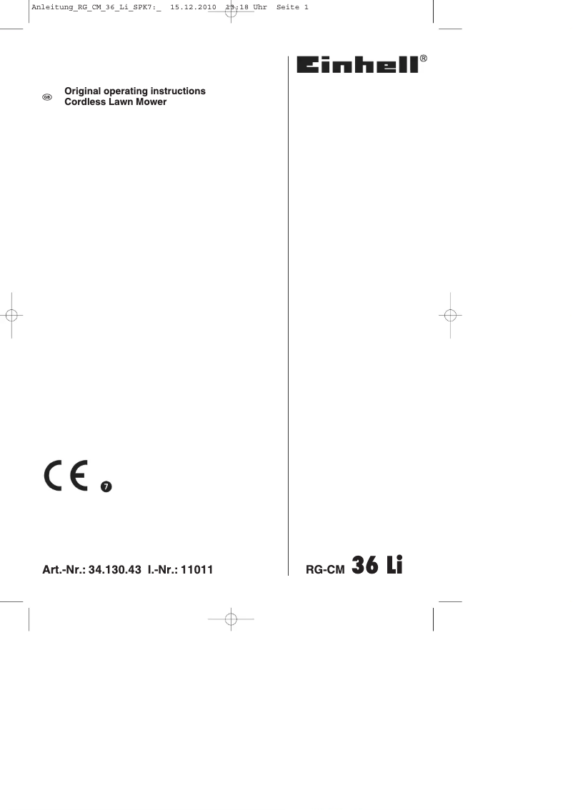 Imagen de la primera página del manual del dispositivo RG-CM 36 Li