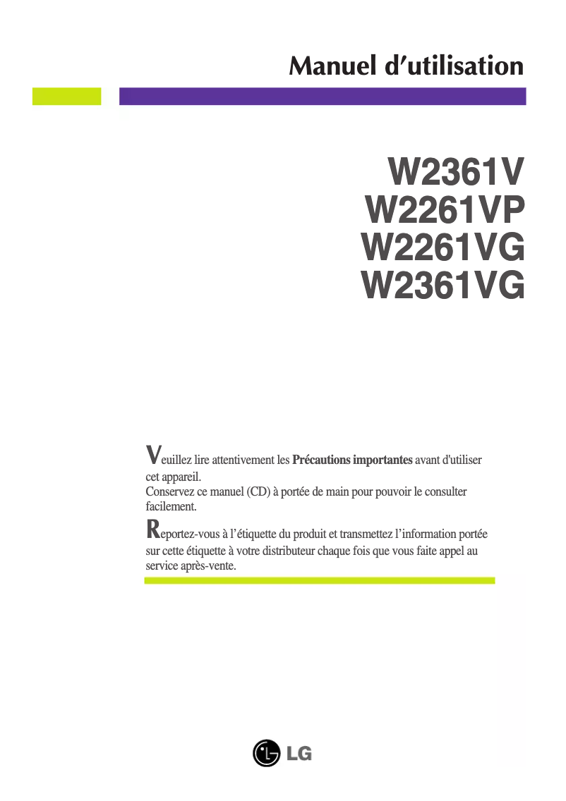 Página nº 1 - Manual de usuario LG W2361V-PF