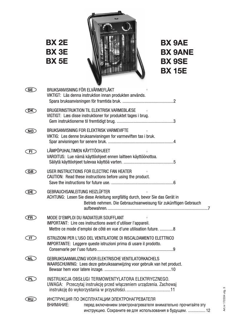 Imagen de la primera página del manual del dispositivo BX 9ANE