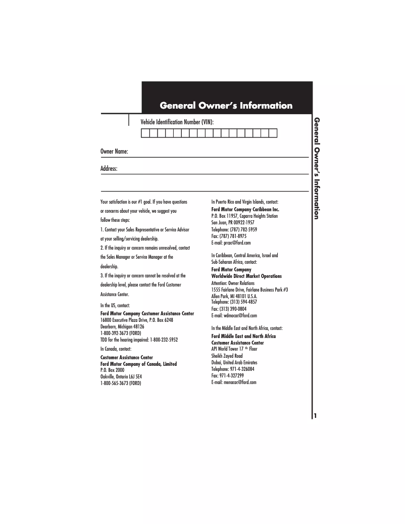 Imagen de la primera página del manual del dispositivo Windstar (2002)