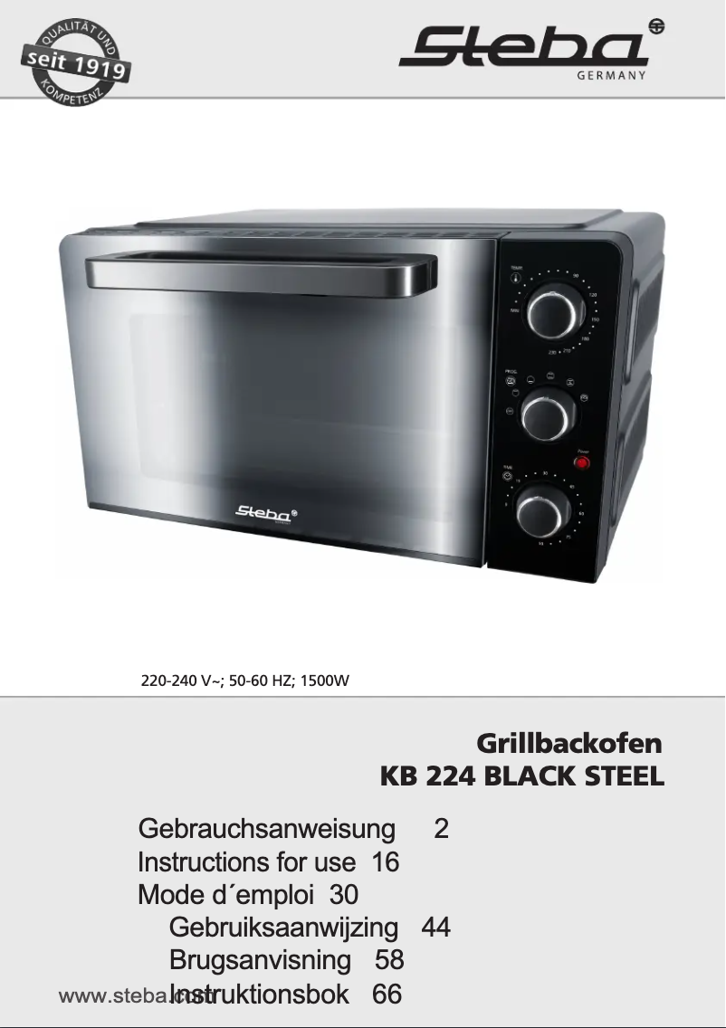 Página 1 del manual Manual de usuario Steba KB 224 BLACK STEEL