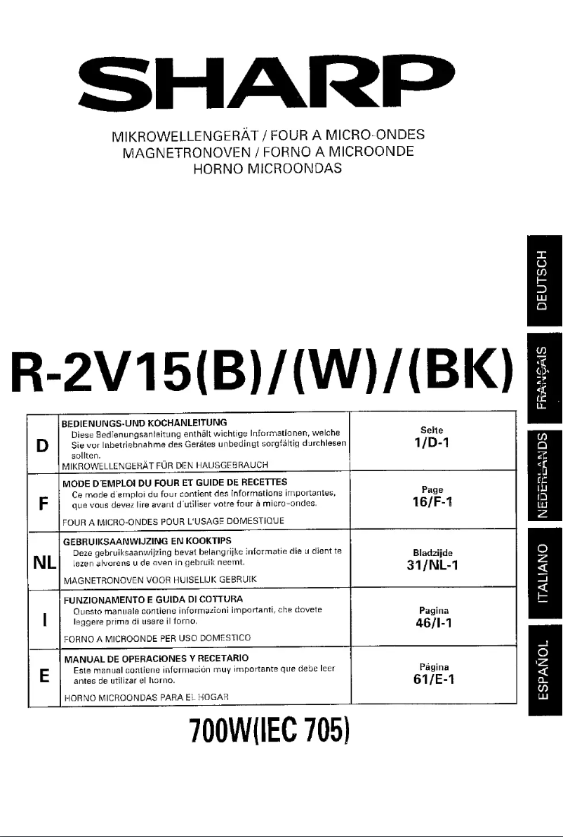 Imagen de la primera página del manual del dispositivo R-2V15W