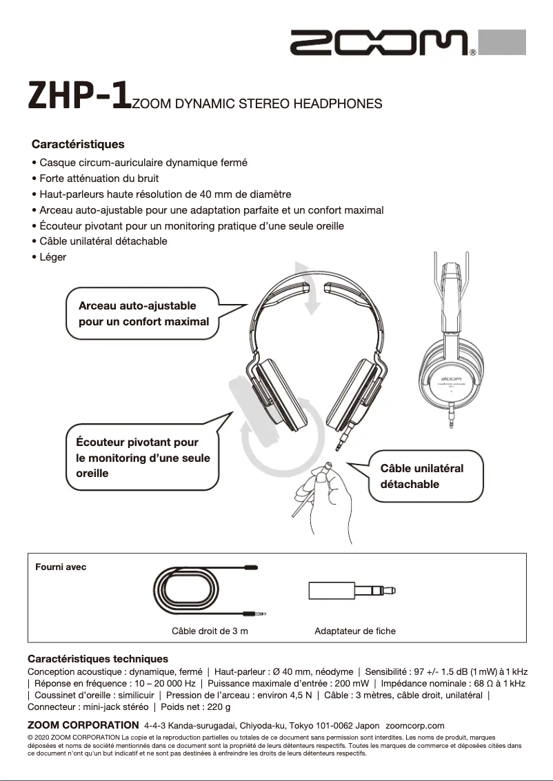 Imagen de la primera página del manual del dispositivo ZHP-1