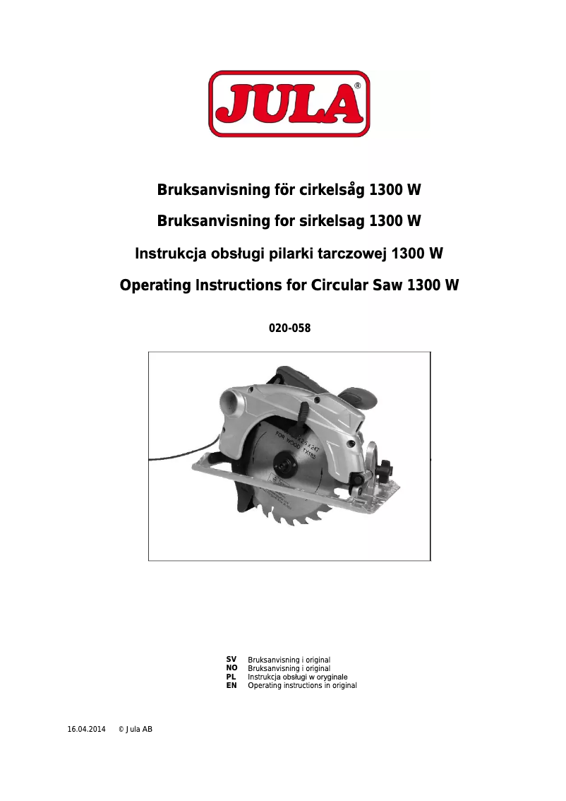 Imagen de la primera página del manual del dispositivo 020-058