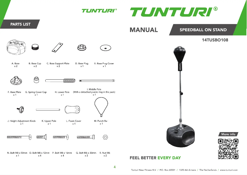 Página 1 del manual Manual de usuario Tunturi Speedball on stand