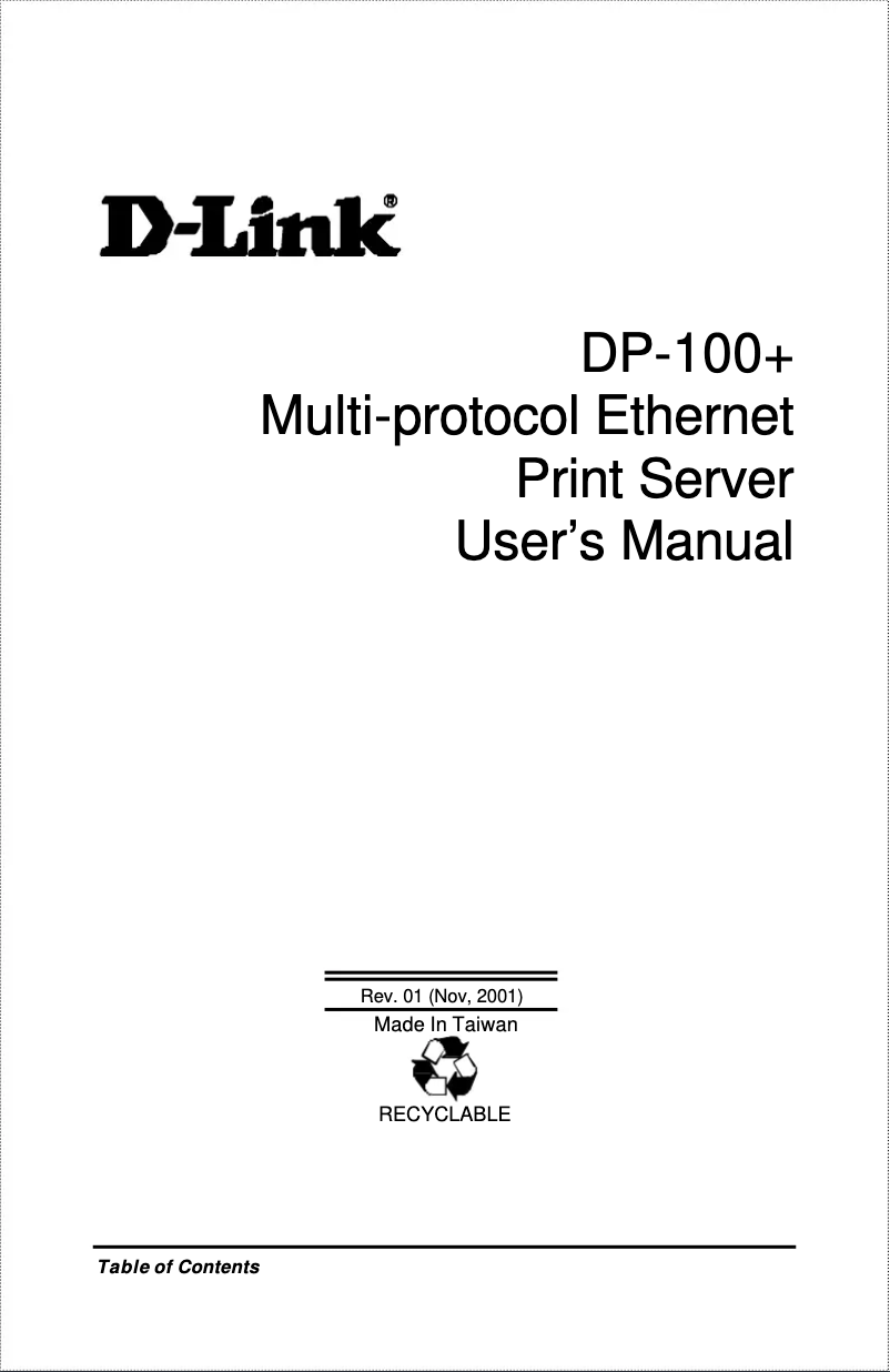 Imagen de la primera página del manual del dispositivo DP-100
