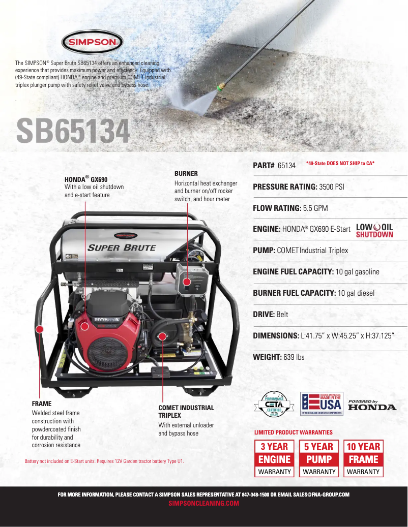 Página 1 del manual Ficha técnica Simpson Super Brute SB65134