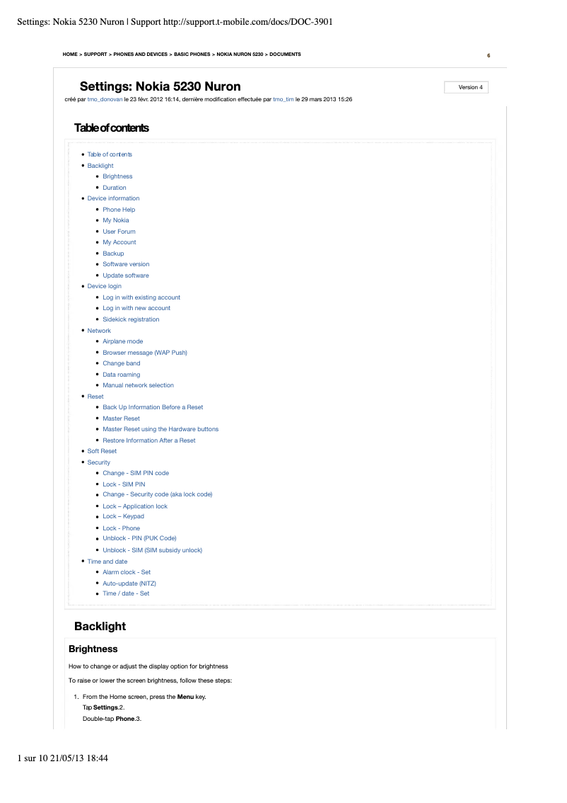 Imagen de la primera página del manual del dispositivo 5230 Nuron