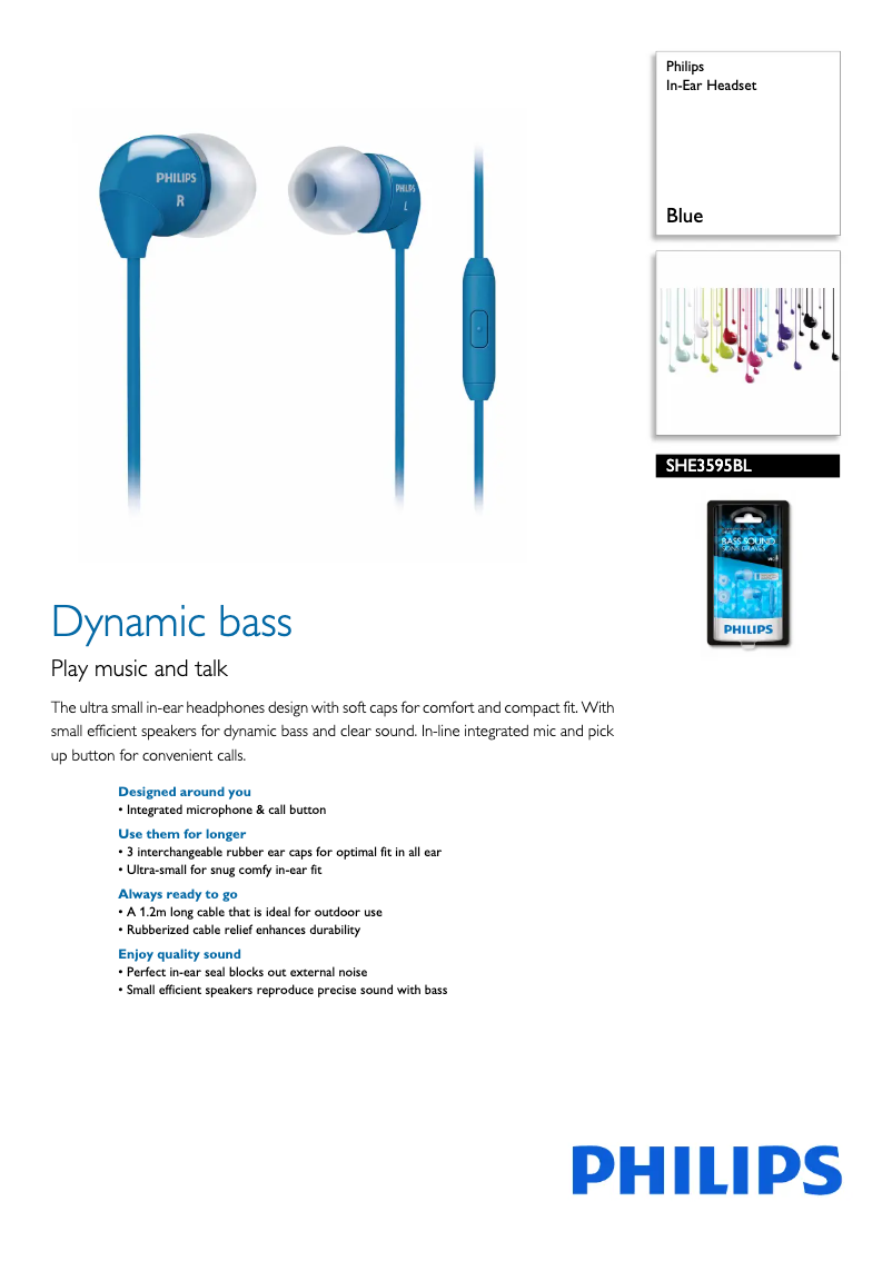 Página nº 1 - Ficha técnica Philips SHE3595