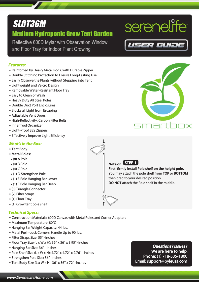 Página 1 del manual Manual de usuario SereneLife SLGT36M