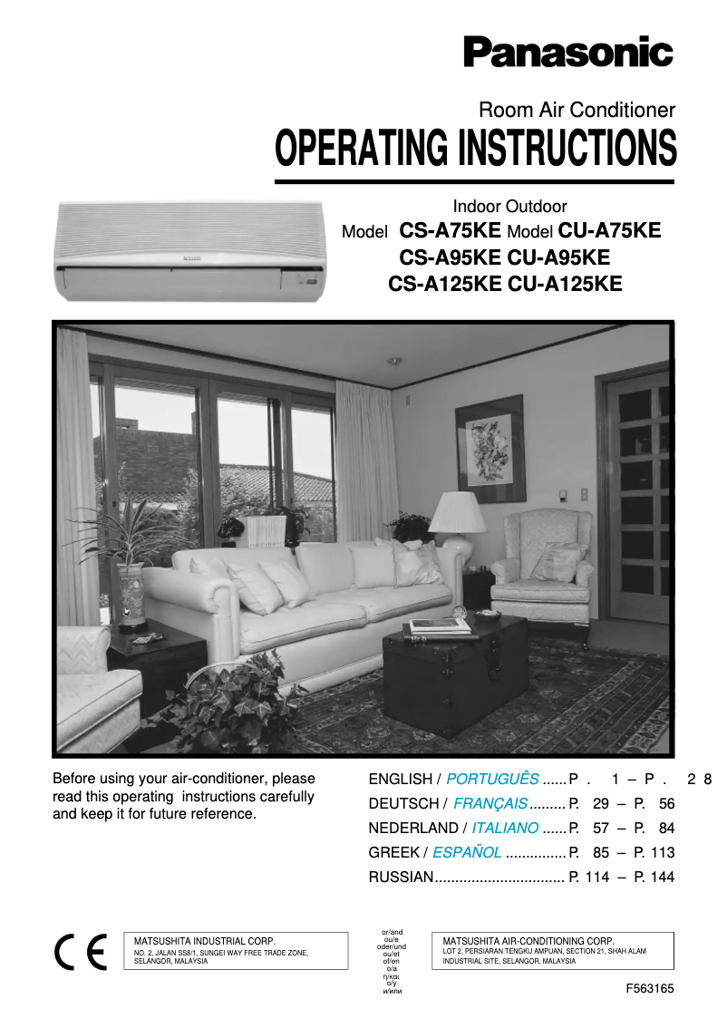 Página 1 del manual Manual de usuario Panasonic CS-A125KE