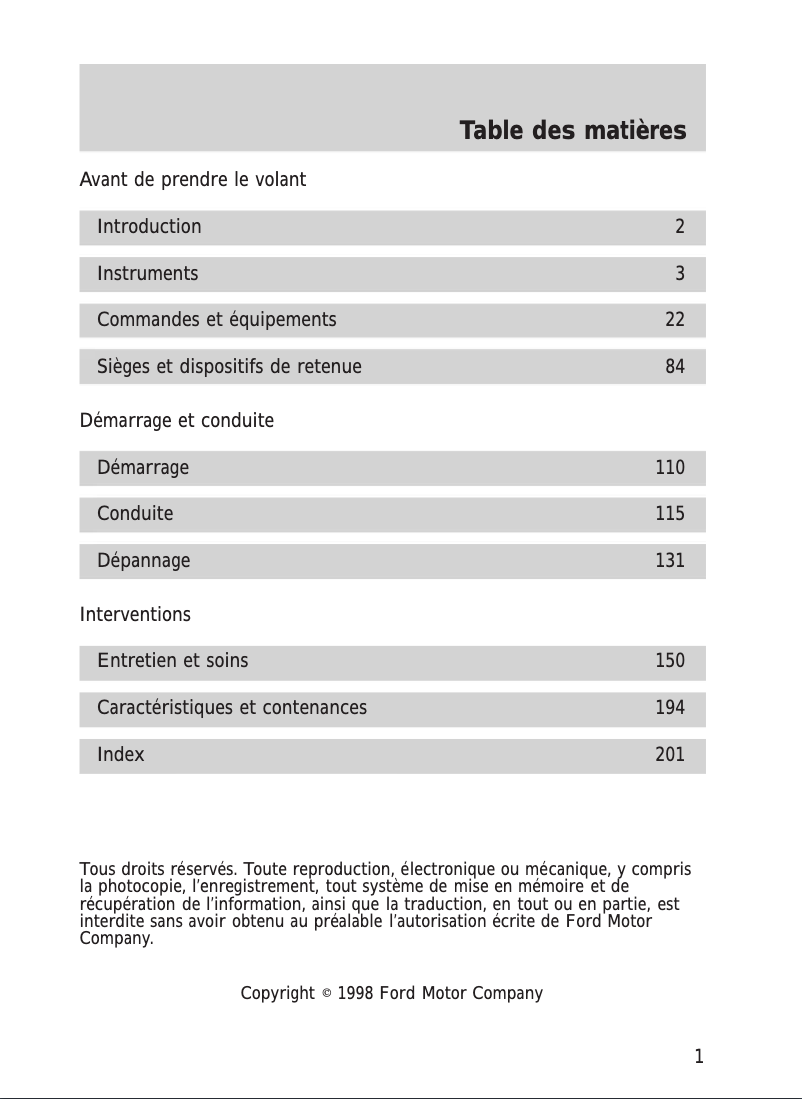 Imagen de la primera página del manual del dispositivo Town Car (1999)