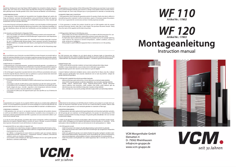 Página 1 del manual Manual de usuario VCM WF 110