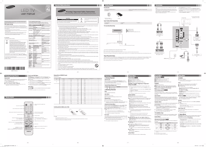 Imagen de la primera página del manual del dispositivo UA32J4002AK