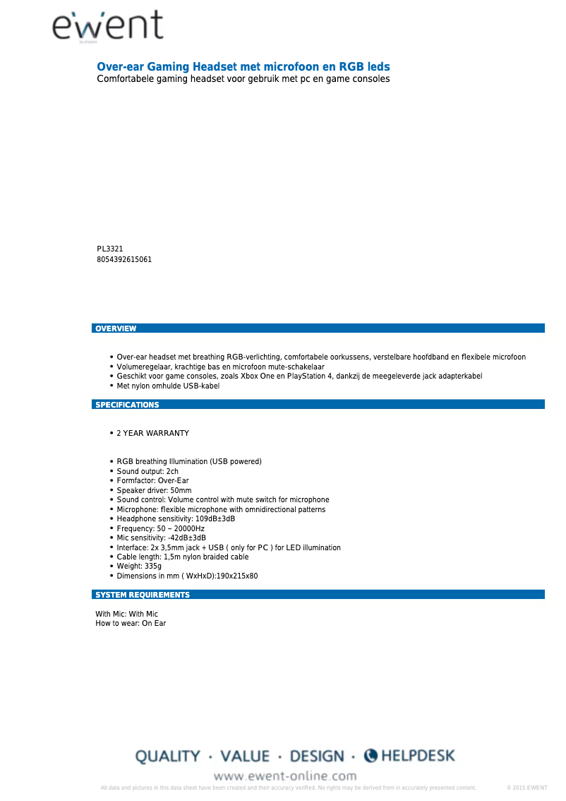 Imagen de la primera página del manual del dispositivo PL3321